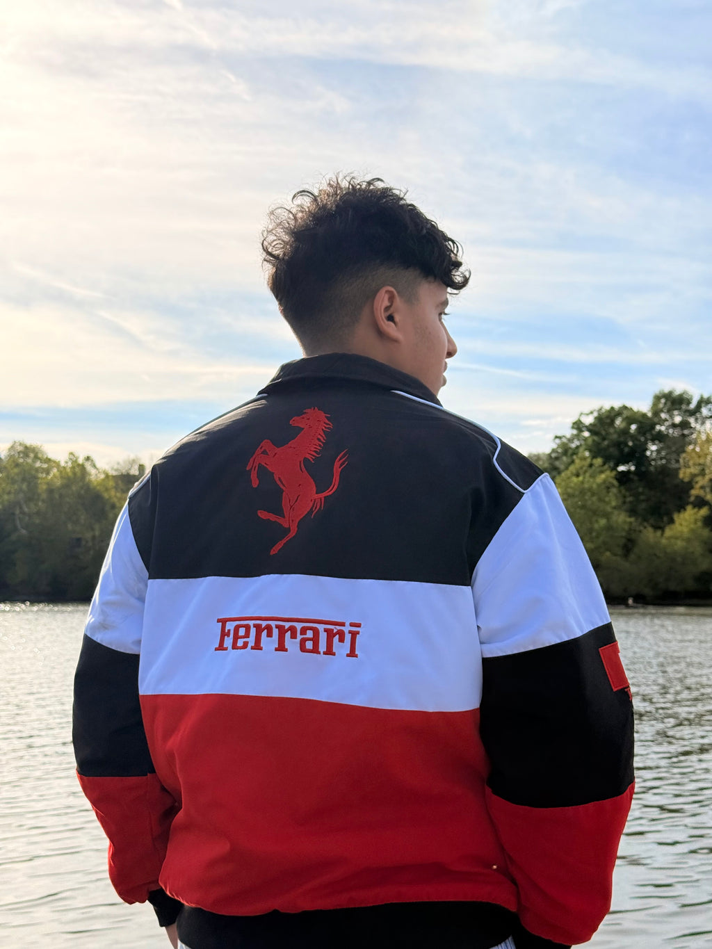 Ferrari Scuderia Racing Jacket – White, Red & Black Edition